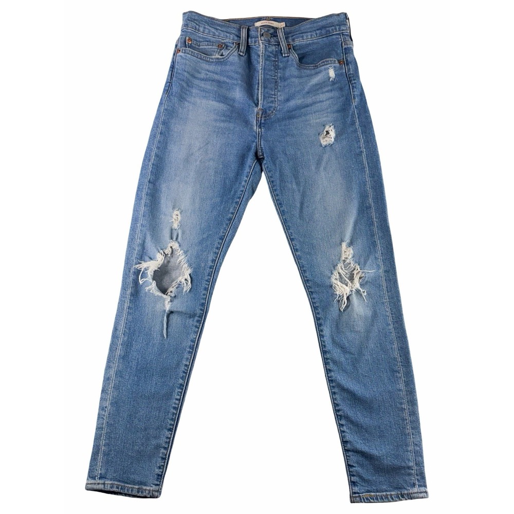 Levi's Wedgie Skinny Jeans Womens 27 High Rise Distressed Light Wash Button Fly